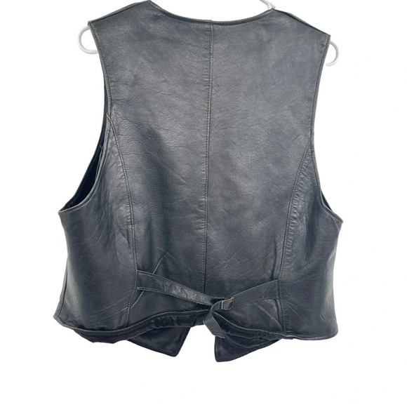 Reed Vintage Leather Vest Button Down with Pockets Adjustable Back Strap Black - Picture 6 of 12